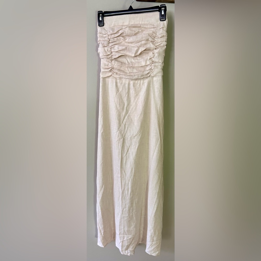 NWT SUGARLIPS Morro Bay Tube Top Ruched Linen Blend Midi Slip Dress Boho | Sz L - Picture 13 of 13